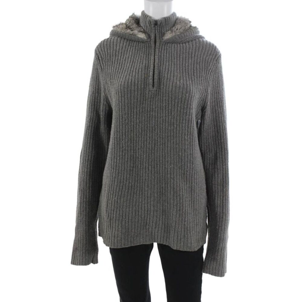 Michael Womens Pullover Gray Cotton High Neck Long Sleeve Size M